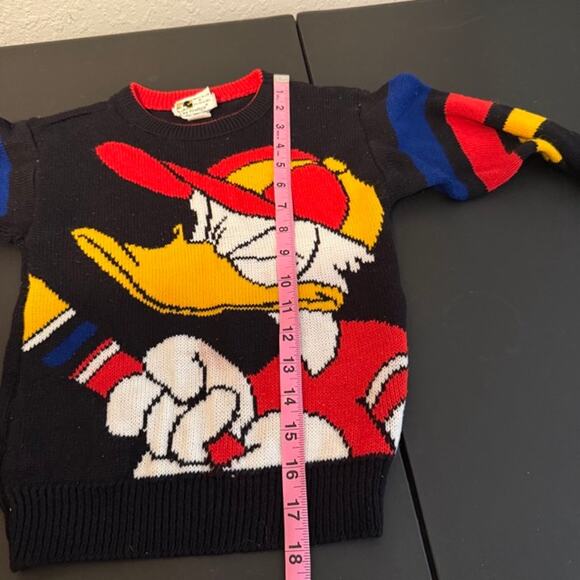 Mickey Donald Duck Black Kids Pullover Sweater Medium Acrylic Disney Vintage - Picture 6 of 8